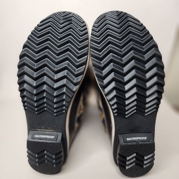 Sorel Tofino Winter Boots Waterproof Black Tan Chevron Womens Size 8 Faux Fur - Picture 7 of 12